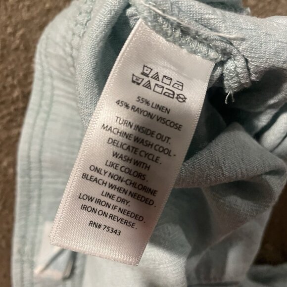 Cynthia Rowley Pants Womens Large Linen Light Blue Wide Leg Pull On Crop Modest - Picture 4 of 8